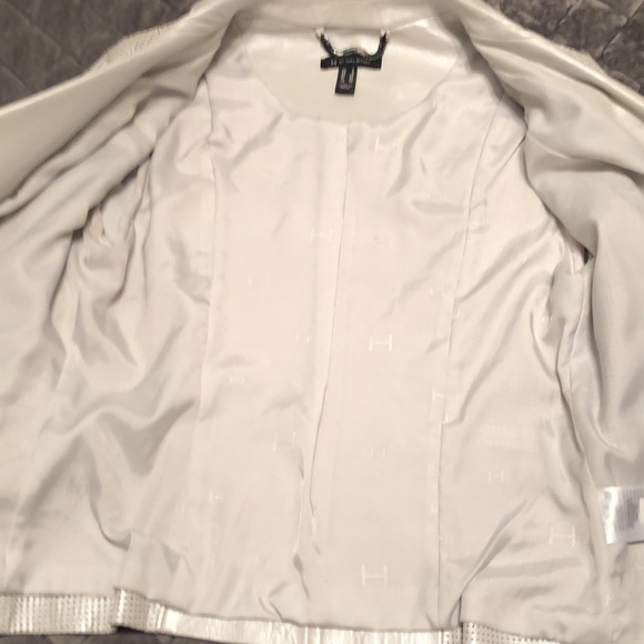 Halston cream color with slight shimmer moto jacket size 2 - Picture 4 of 8